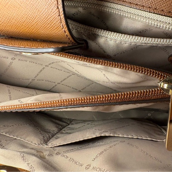 Michael Kors Monogram Shoulder Bag w/ MK Charm & Tortoise Chain Accents – Brown - Picture 12 of 16